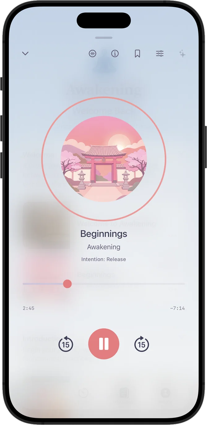 Awakening meditation library in light mode